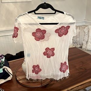 Letarte M top/ coverup. Beautiful flower beading with beading at the hemline